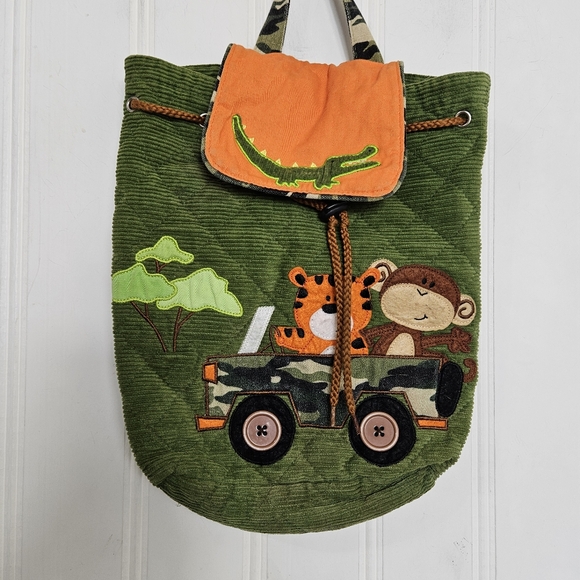 Stephen Joseph Backpack Kids Quilted Mixed Fabrics Zoo Safari Textured - Picture 2 of 14